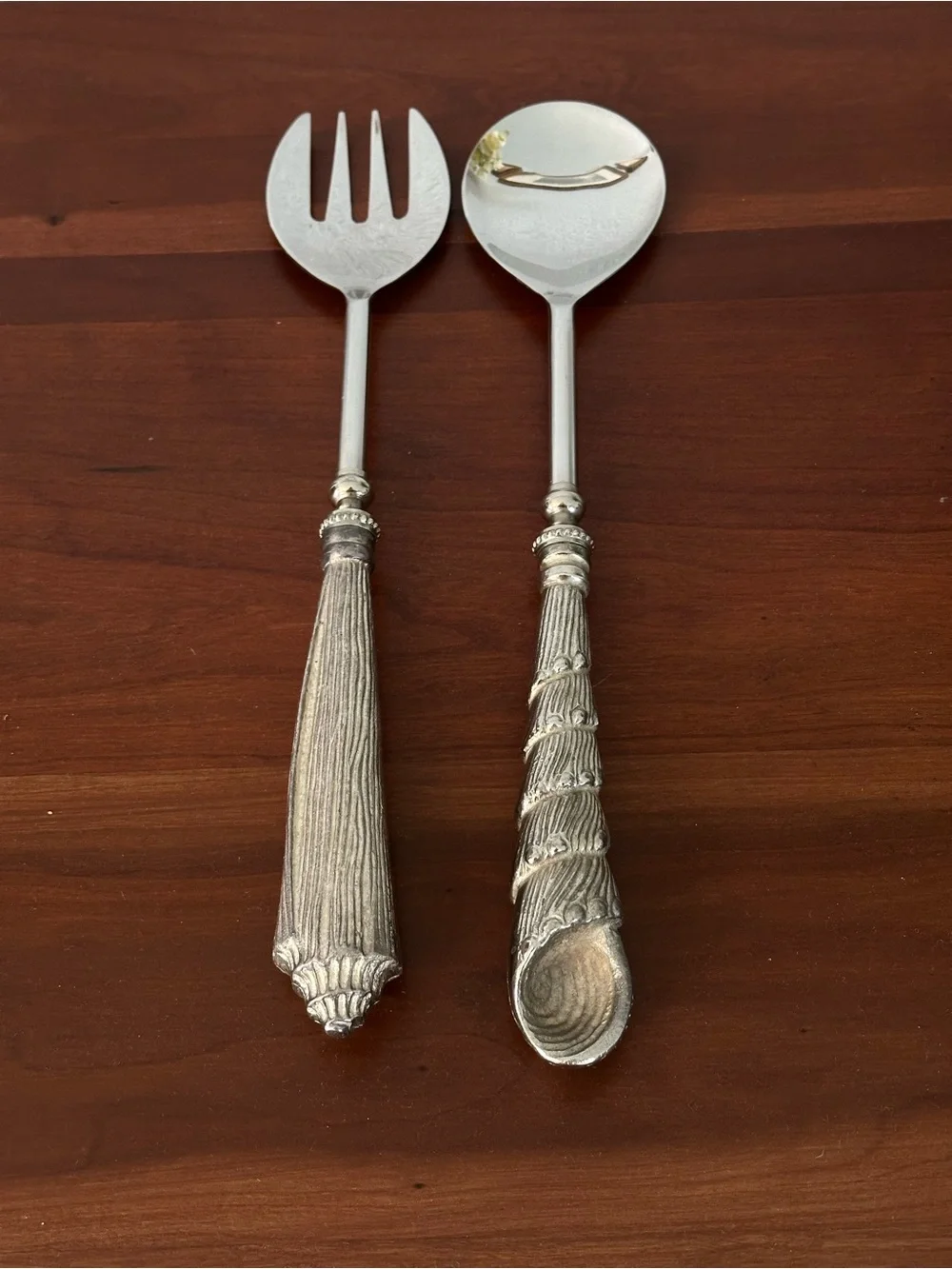 Vintage Pottery Barn Shell Salad Serving Utensils
